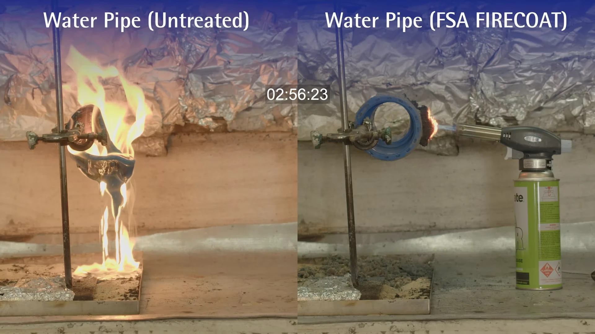 20231123 Burn Test FSA FIRECOAT Exterior Protecting Water Pipe